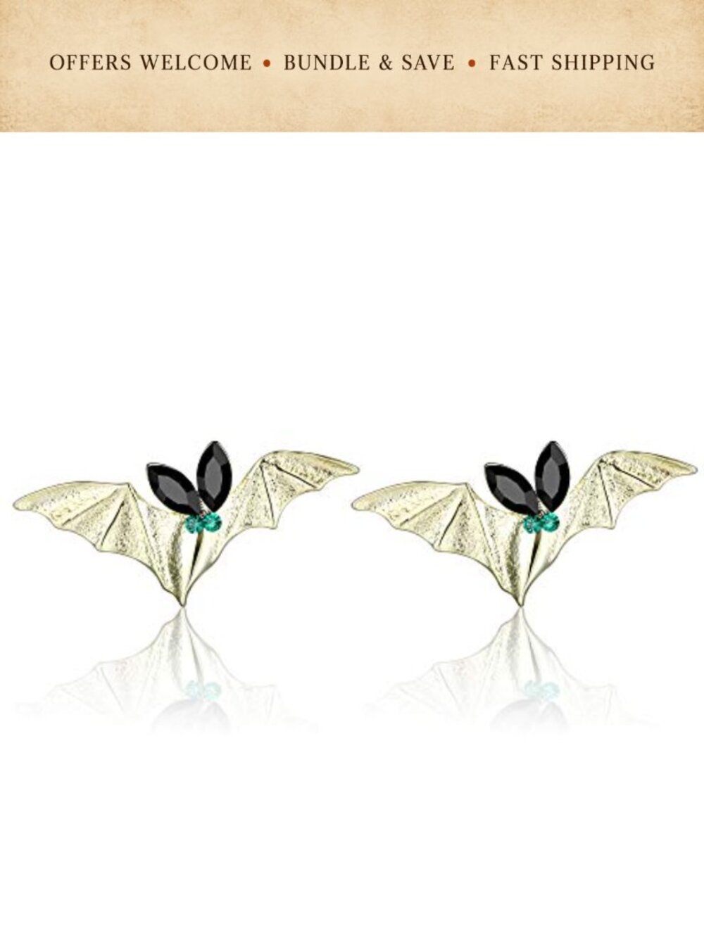 Crystal Ghost Spider Bat Stud Earrings Stainless Steel 14K Gold Plated Halloween